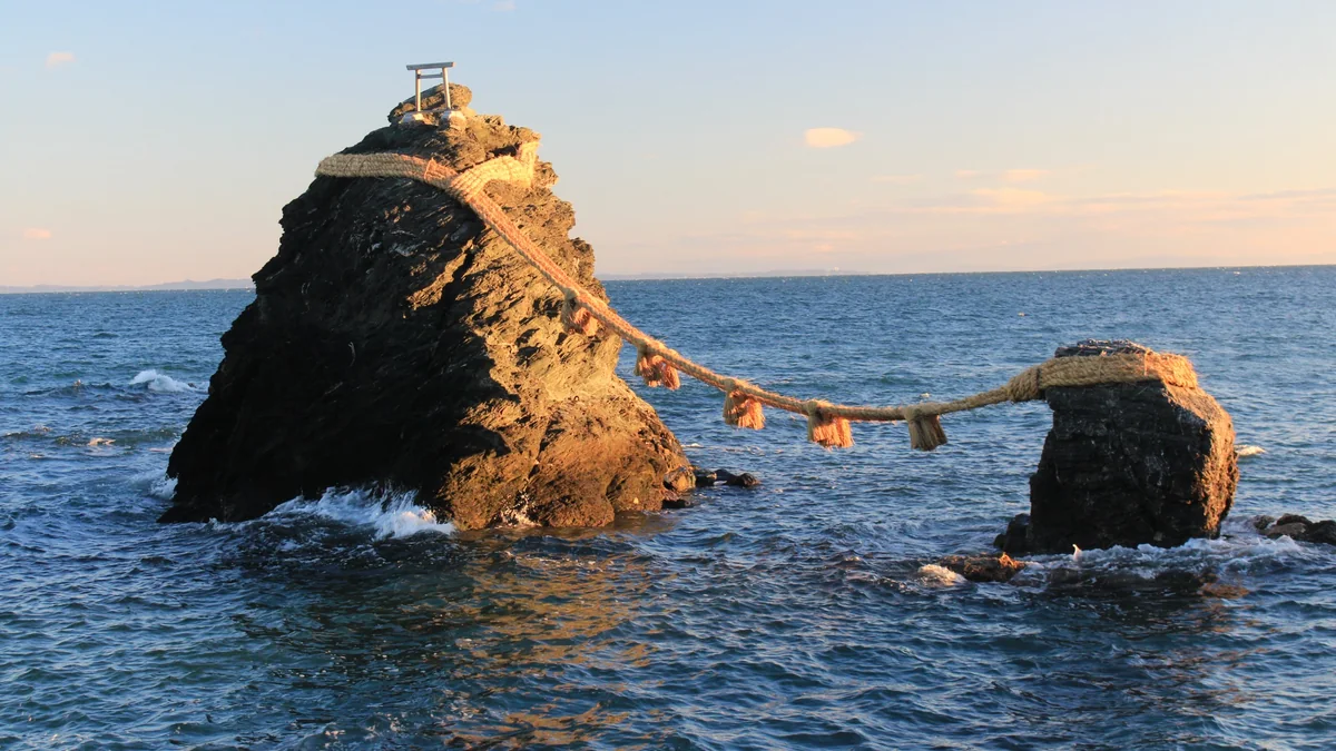Meoto Iwa rocks in the sea at Futami, Mie