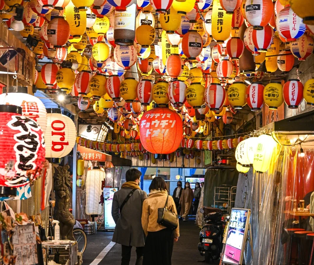 Lantern-lit alley in Ura Tenma, Osaka