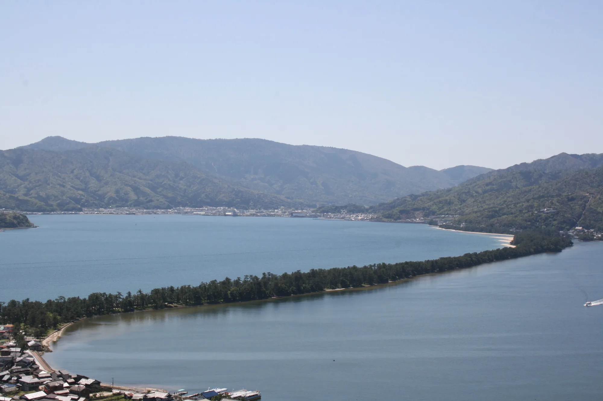 Amanohashidate sandbar viewed from Kasamatsu Park in Kyoto