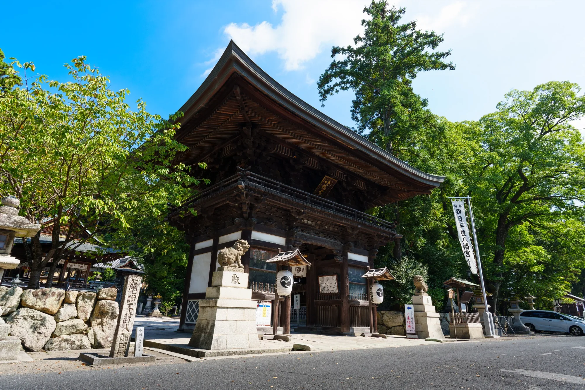 Wooden gate of Himure Hachimangu Shrine in Omi Hachiman