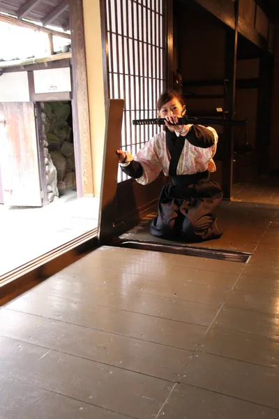 Ninja demonstration inside the Iga-ryu Ninja Museum in Iga Ueno