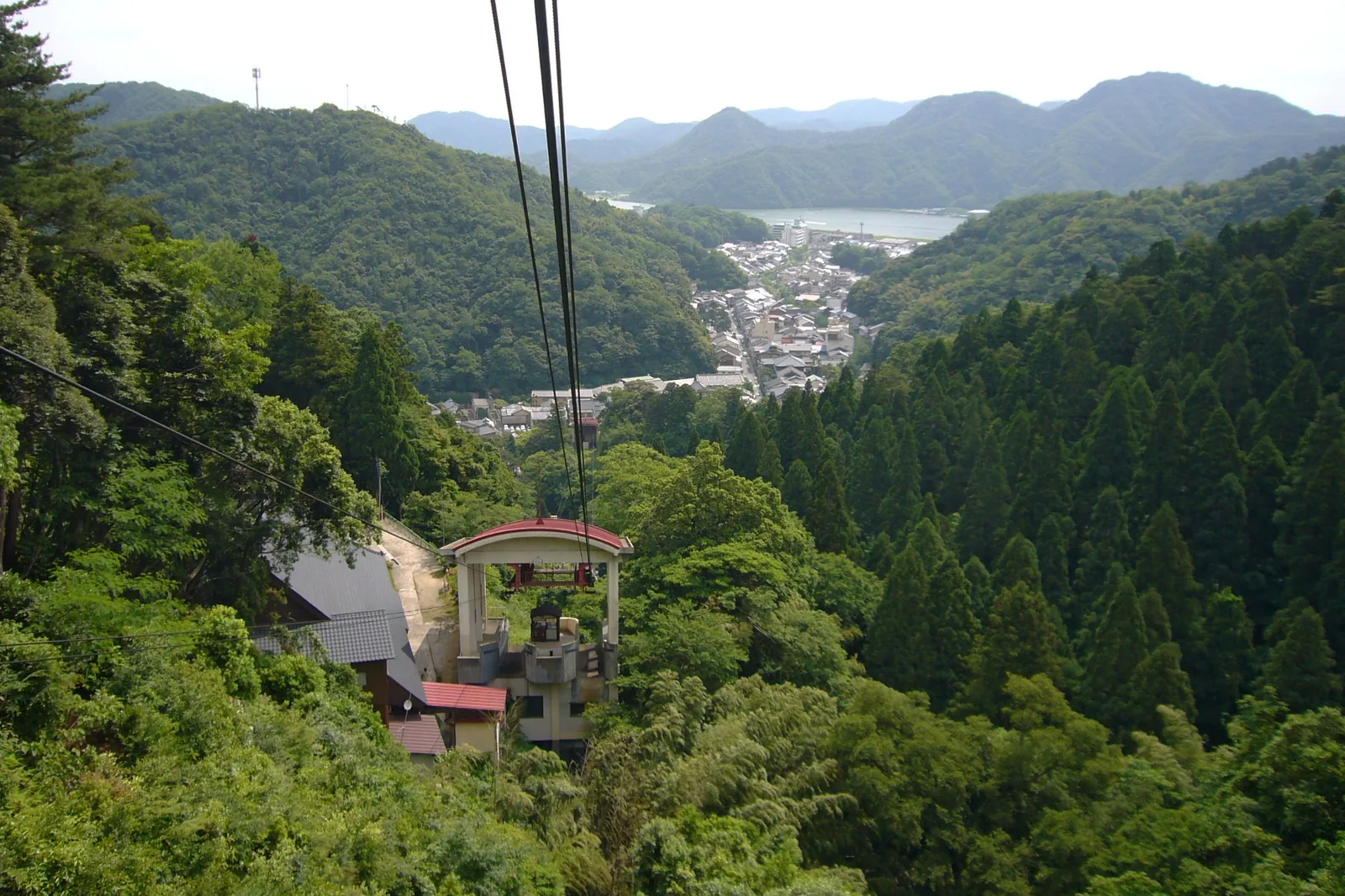 Kinosaki Onsen Ropeway climbing the mountain above Kinosaki