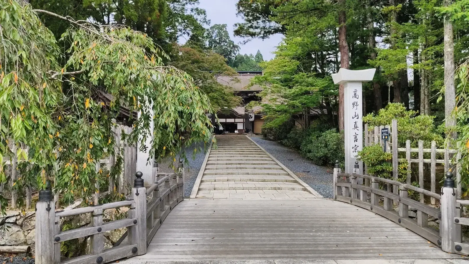 Kongobuji Temple surrounded by trees in Koyasan, Wakayama