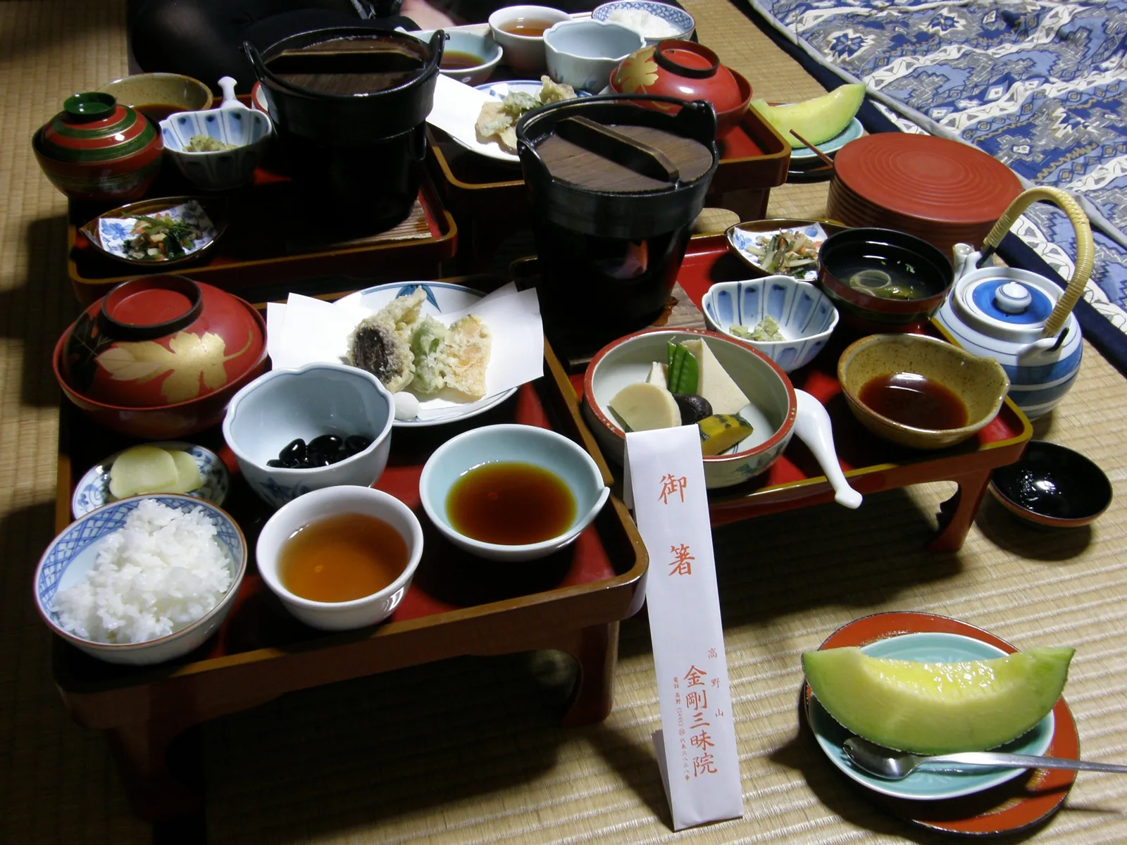 Traditional shojin ryori Buddhist vegetarian meal at Kongosanmaiin in Koyasan