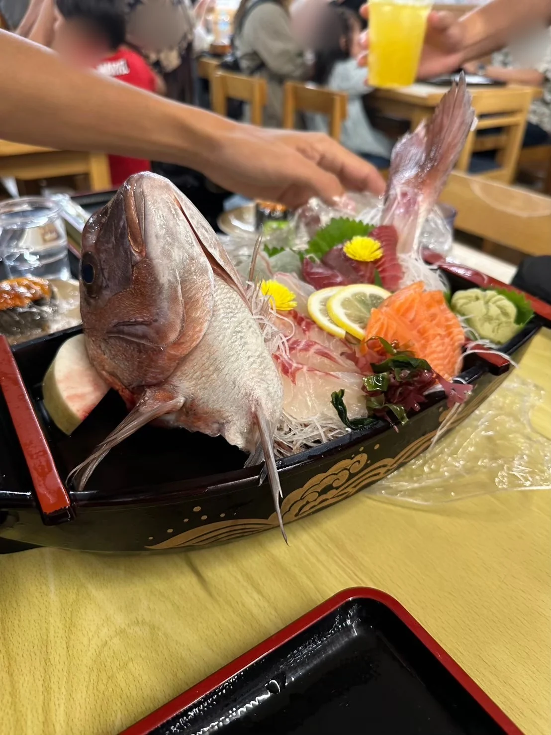 Seafood boat platter at Toretore Market in Shirahama