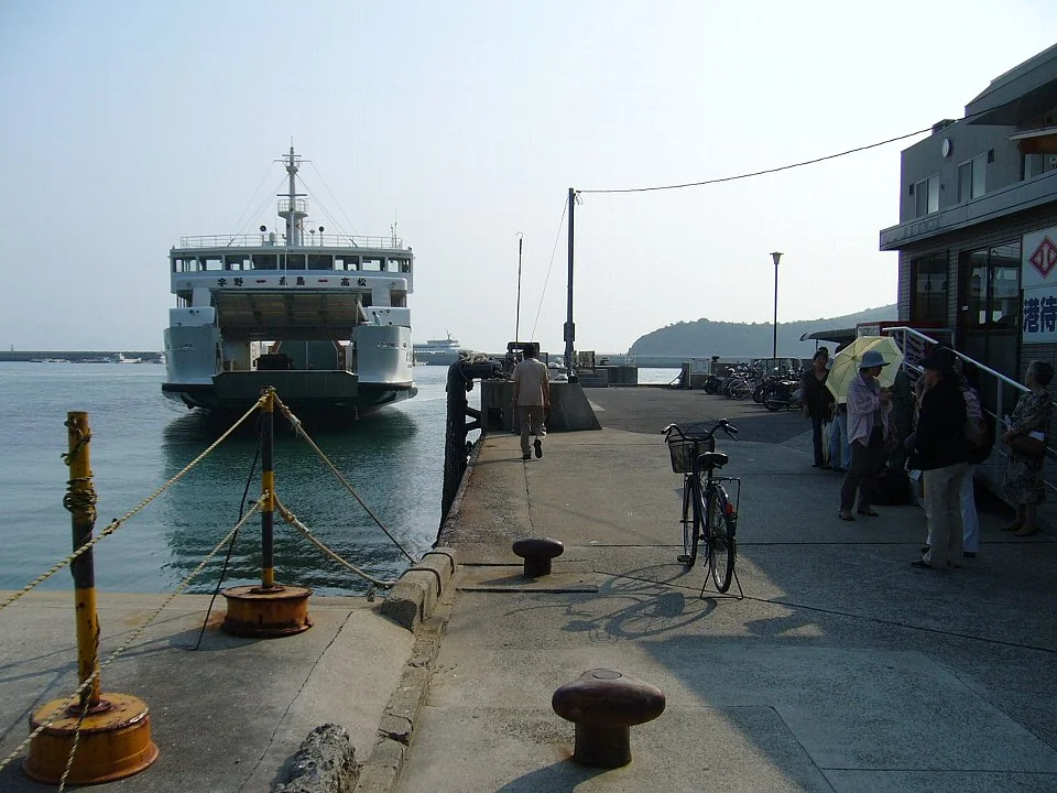 Ferry arriving at Miyanoura Port on Naoshima