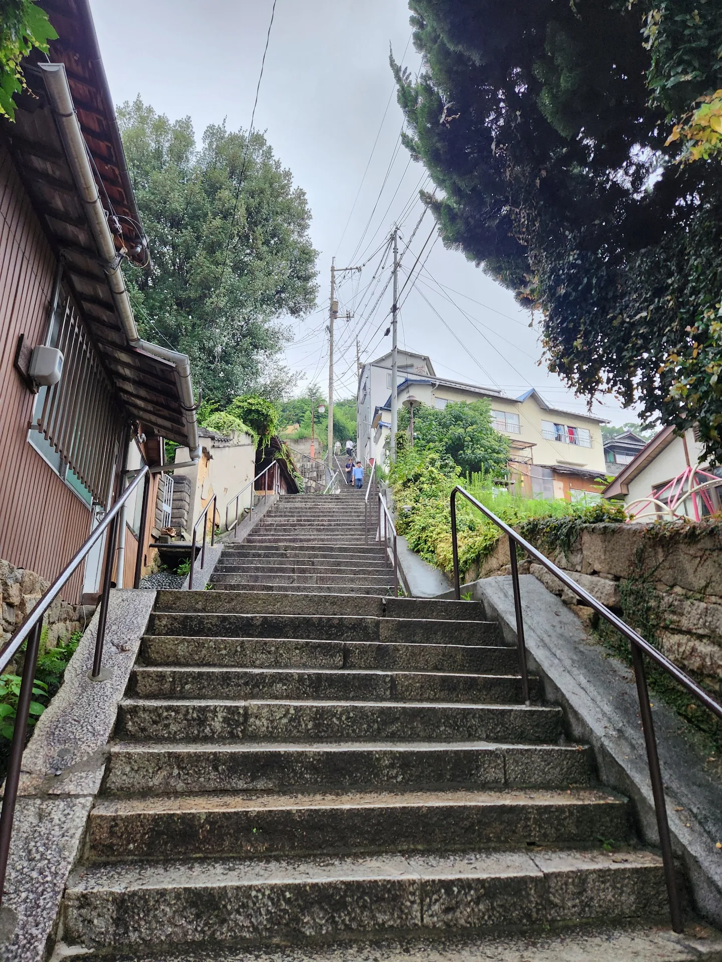 Steep stone steps in the hillside streets of Onomichi