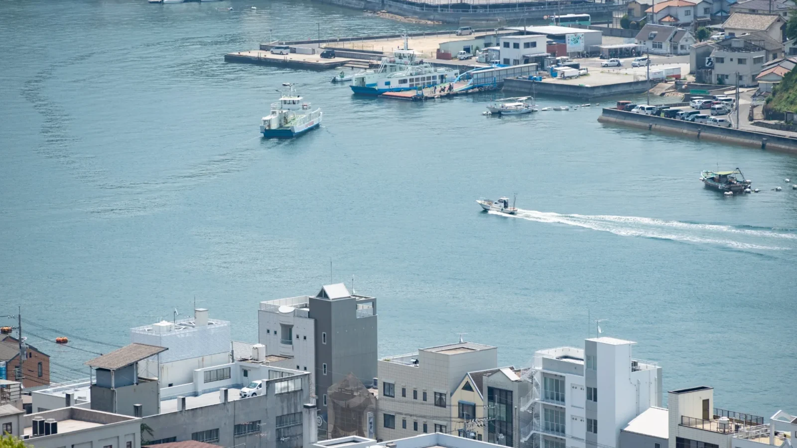 Panoramic view of Onomichi and the Onomichi Channel from Senkoji Park