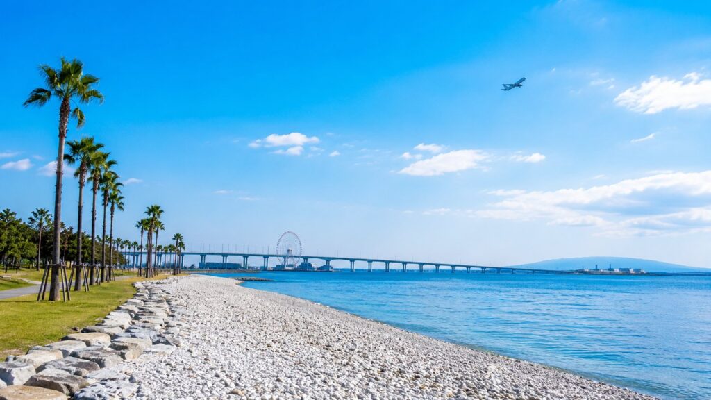 Rinku Park and Marble Beach coastline near Kansai International Airport